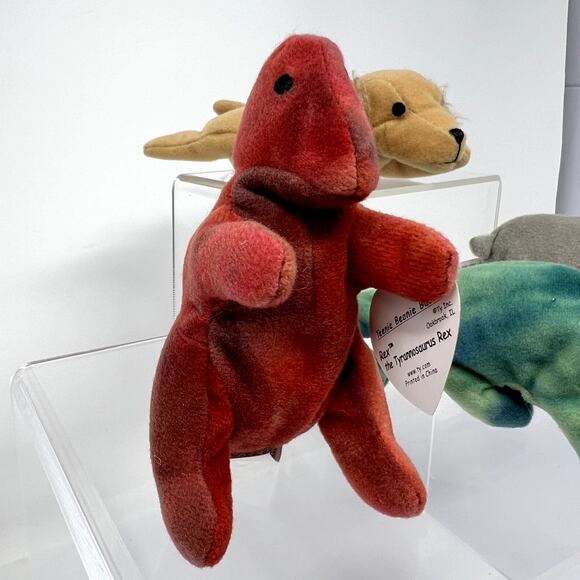 Ty Beanie Babies Iggy The Iguana, Rex The Tyrannosaurus, Spunky Dog, Rhinoceros - Picture 2 of 16